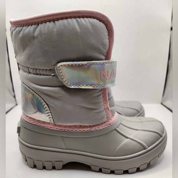 Nautica Girls Albermarle 2 Pink And Grey Iridescent Snow Boots Size 9 - Picture 3 of 16